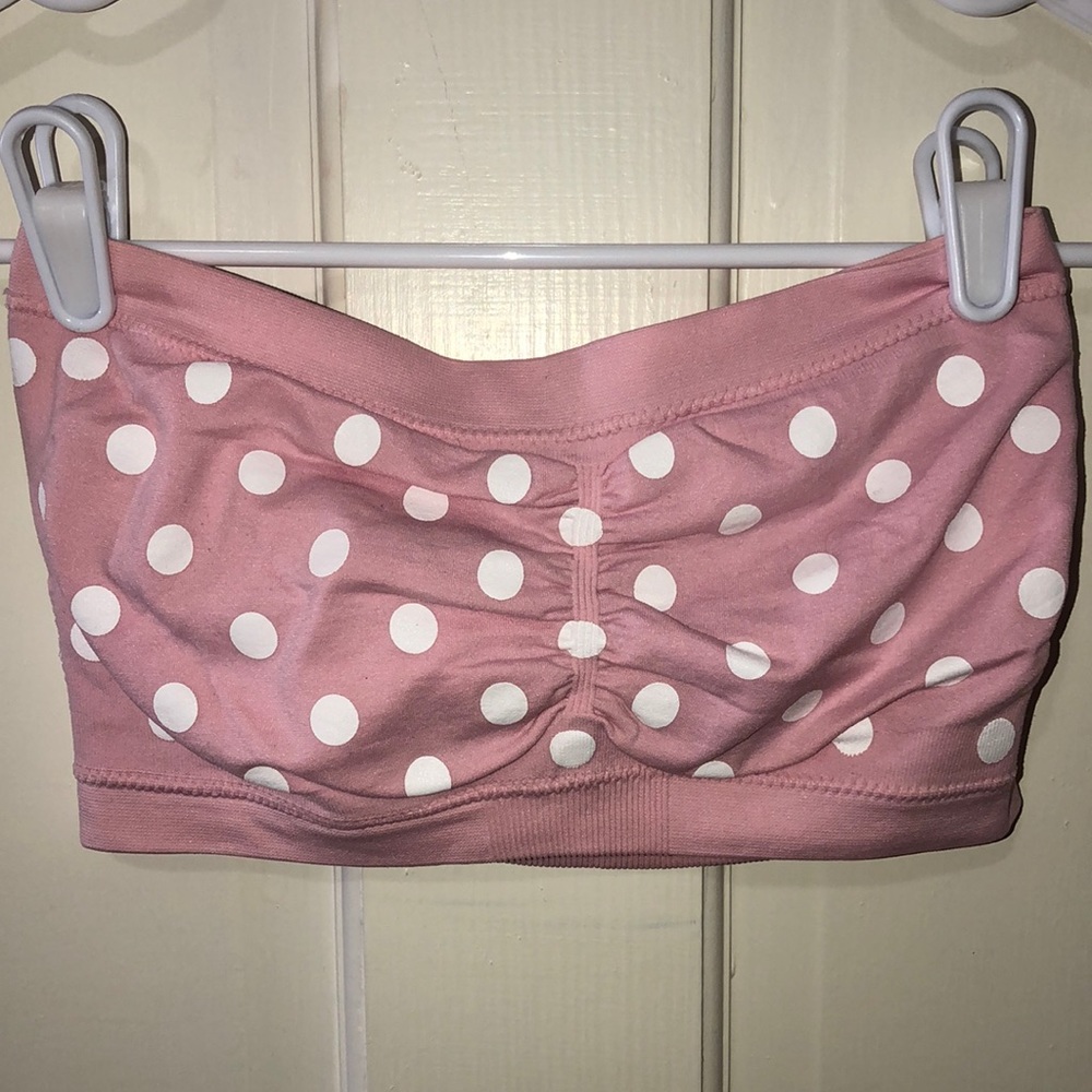 Light pink polka dot tube bralette
